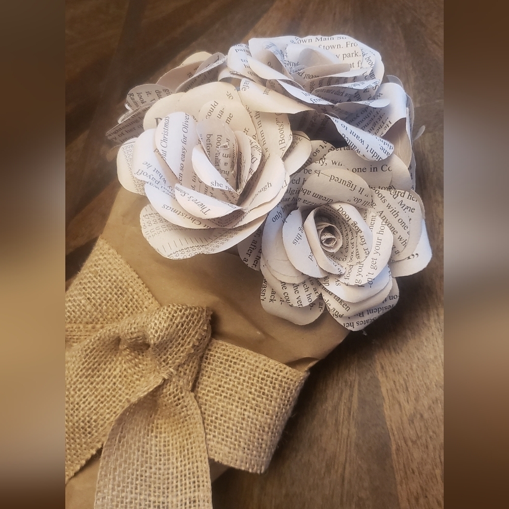 CustomOrder Listing!!!Hand Crafted UpcycledBook Page  Flowers Half Dozen 💐 - Picture 4 of 8